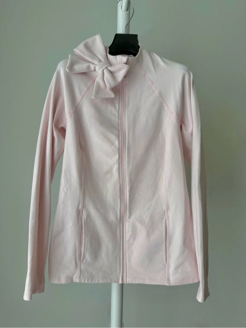 kate spade Pale Pink Bow-Accent Zip Beyond Yoga Jacket